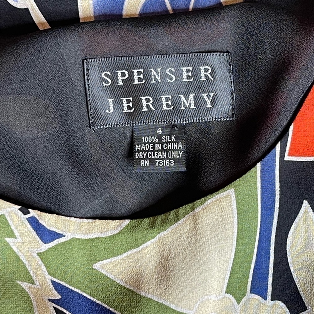 Spencer Jeremy Silk A-line Midi Dress Floral Geometric Print Size 4 - Picture 9 of 9